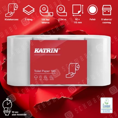 Katrin 112966 toalettpapír, 2 rétegű, 160 lap, 8 tekercs