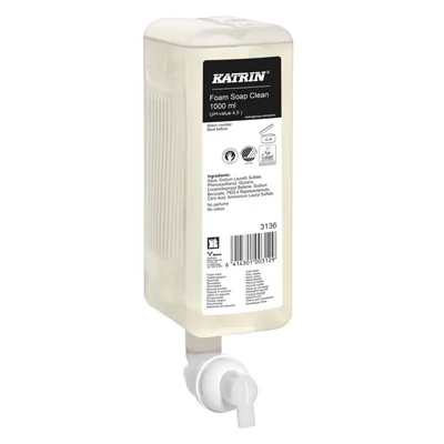 Habszappan Katrin Clean 1000 ml-es töltet, illatmentes, 2500 adag