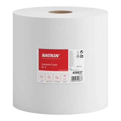 Ipari törlőkendő tekercses Katrin 2 rétegű fehér, hosszúság: 260 méter, szélesség: 280 mm, átmérő: 2