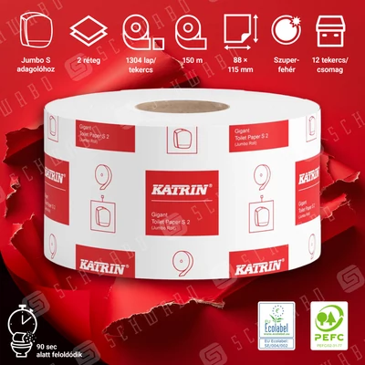 Katrin 93656 Jumbo toalettpapír, 2 rétegű, 150 méter, 180 mm