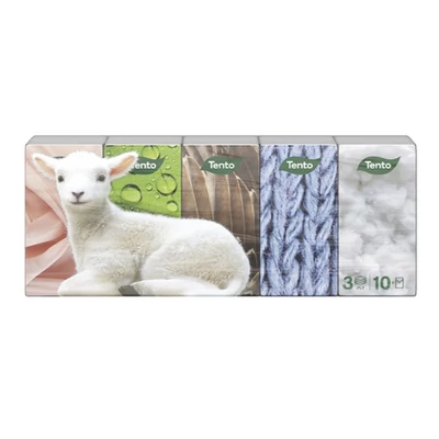 Papírzsebkendő TENTO Natural soft 3 rétegű 10x10 db/csomag