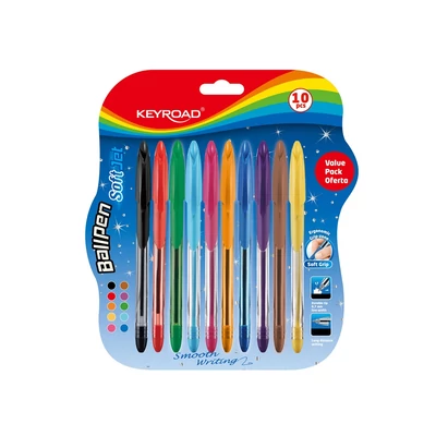Golyóstoll 0,7mm 10 db/bliszter Keyroad vegyes színek