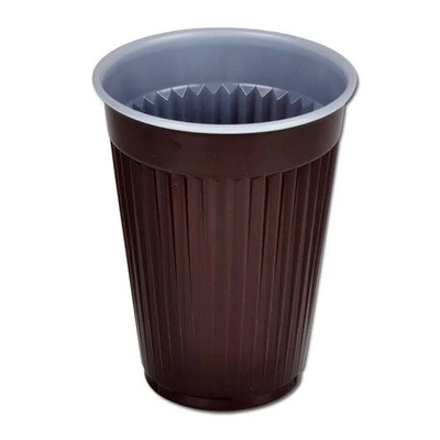 Pohár barna műanyag 1,6 dl autom. függőleges csíkkal [ 100 db/cs ] [ 30 cs/# ]