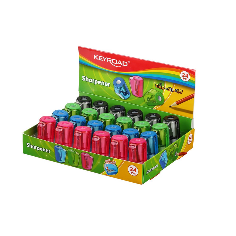 Hegyező 1 lyukú tartályos 2 db/bliszter Keyroad Cup Sharpy vegyes színek Hegyező 1 lyukú tartályos 2 db/bliszter Keyroad Cup Sharpy vegyes színek