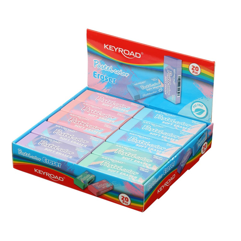 Radír, PVC mentes 2 db/bliszter Keyroad Pastel Color vegyes színek Radír, PVC mentes 2 db/bliszter Keyroad Pastel Color vegyes színek