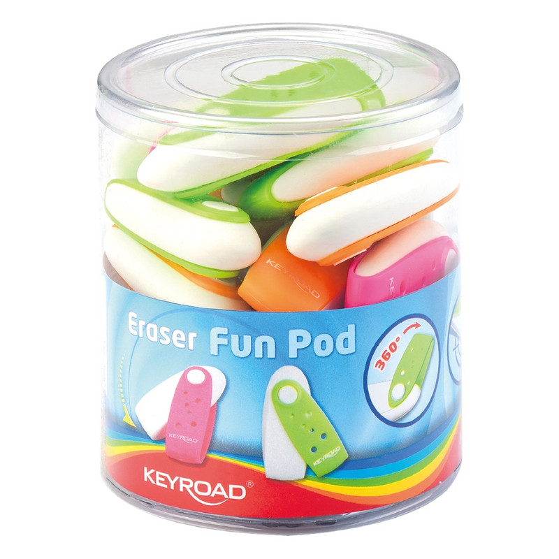 Radír, PVC mentes 2 db/bliszter Keyroad Fun Pod vegyes színek