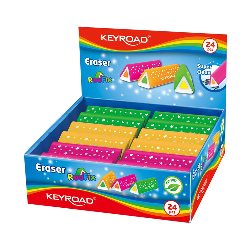 Radír, PVC mentes 3 db/bliszter Keyroad Roo Fix vegyes színek Radír, PVC mentes 3 db/bliszter Keyroad Roo Fix vegyes színek