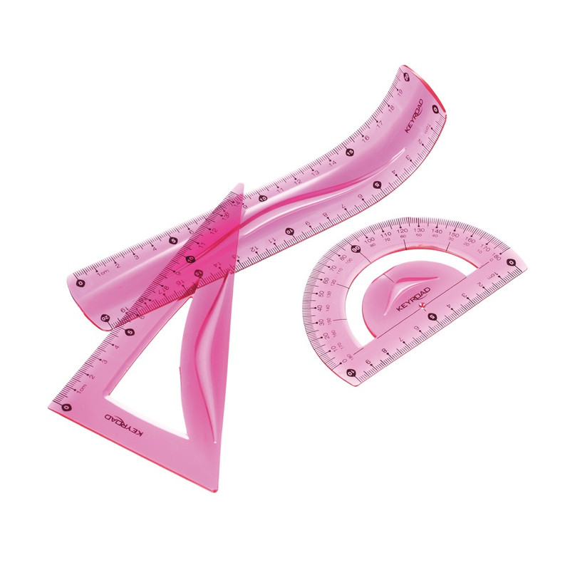 Vonalzó készlet 20cm, flexibilis 3 db/bliszter Keyroad vegyes színek