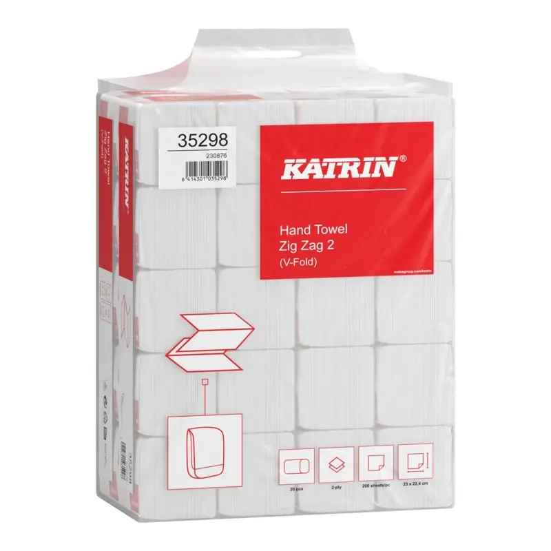 Kéztörlő hajtogatott Katrin ZZ 2 rétegű fehér, lapméret: 230x224mm, 200 lap/cs, 20 cs/zsák Handy Pack Kéztörlő hajtogatott Katrin ZZ 2 rétegű fehér, lapméret: 230x224mm, 200 lap/cs, 20 cs/zsák Handy Pack
