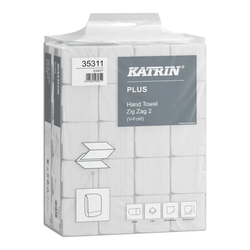 Kéztörlő hajtogatott Katrin Plus ZZ 2 rétegű szuper fehér, lapméret: 230x224mm, 200 lap/cs, 20 cs/zs Kéztörlő hajtogatott Katrin Plus ZZ 2 rétegű szuper fehér, lapméret: 230x224mm, 200 lap/cs, 20 cs/zs