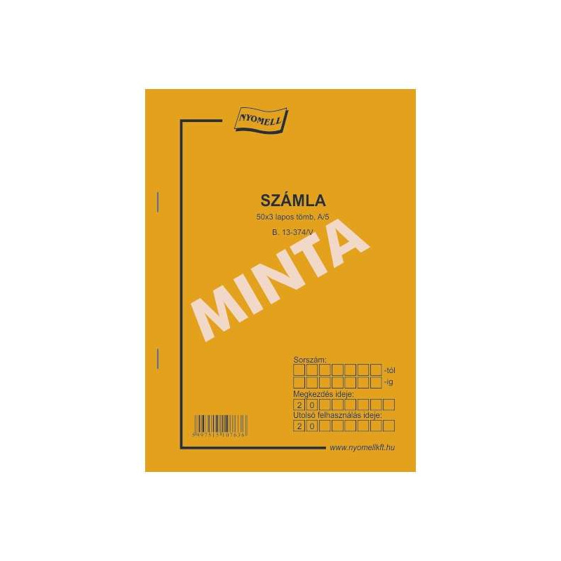 Számla A/5 50x3lap álló B.13-374/V S Pátria