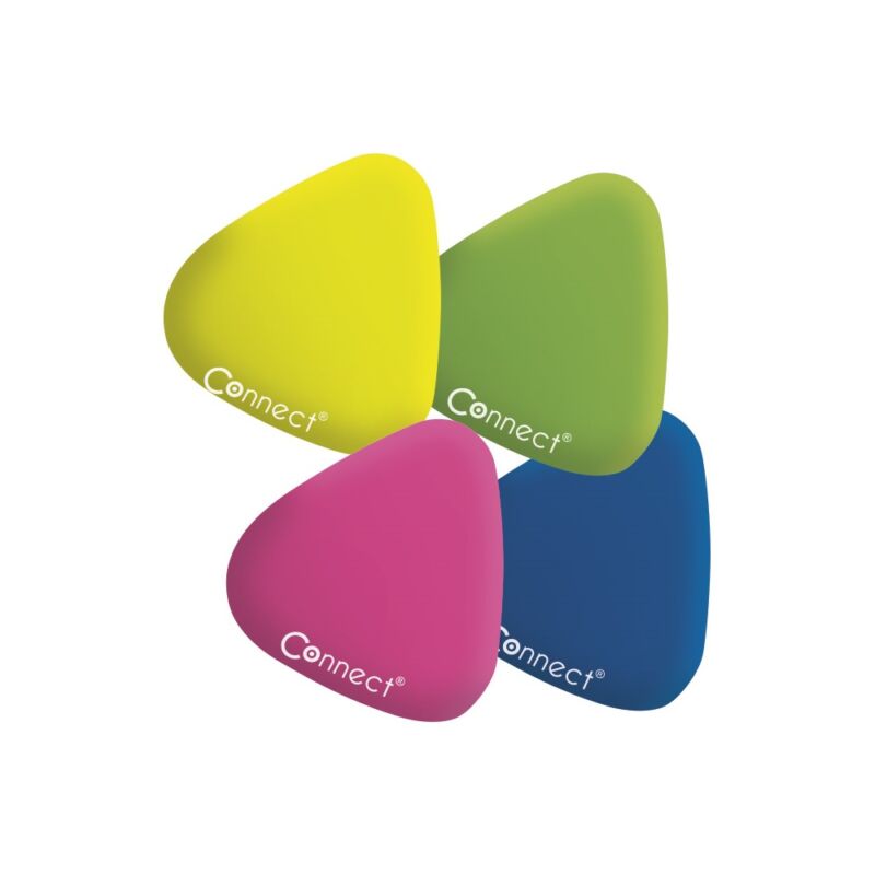 Radír Connect háromszögletű színes (sárga, zöld, rózsa, kék)