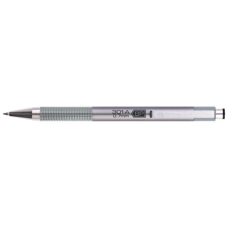 Golyóstoll 0,7mm, metál ezüst test, Zebra F301A, írásszín kék