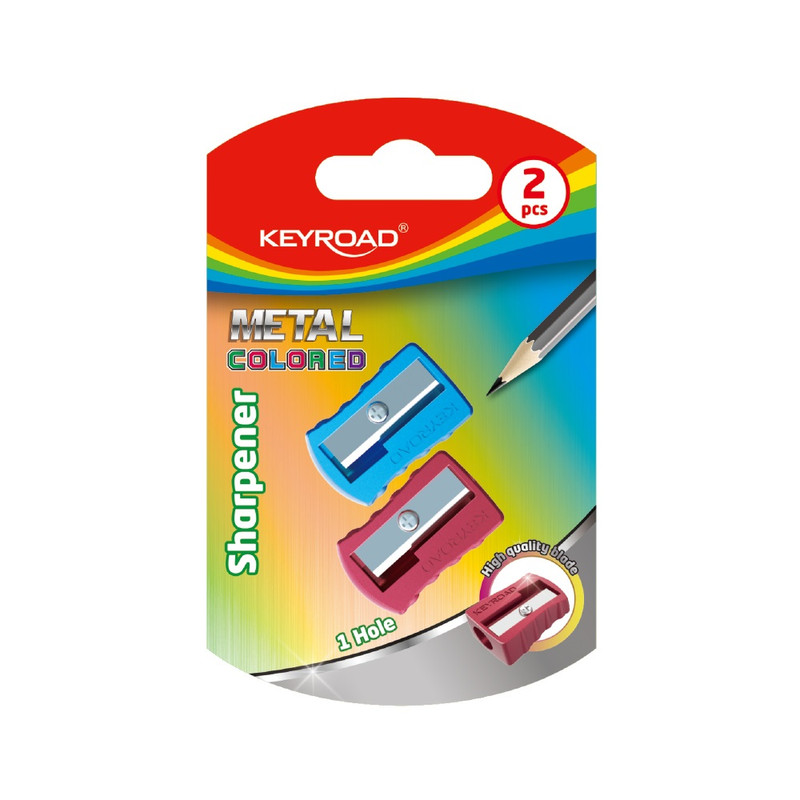 Hegyező 1 lyukú fém 2 db/bliszter Keyroad MetalColourful vegyes színek