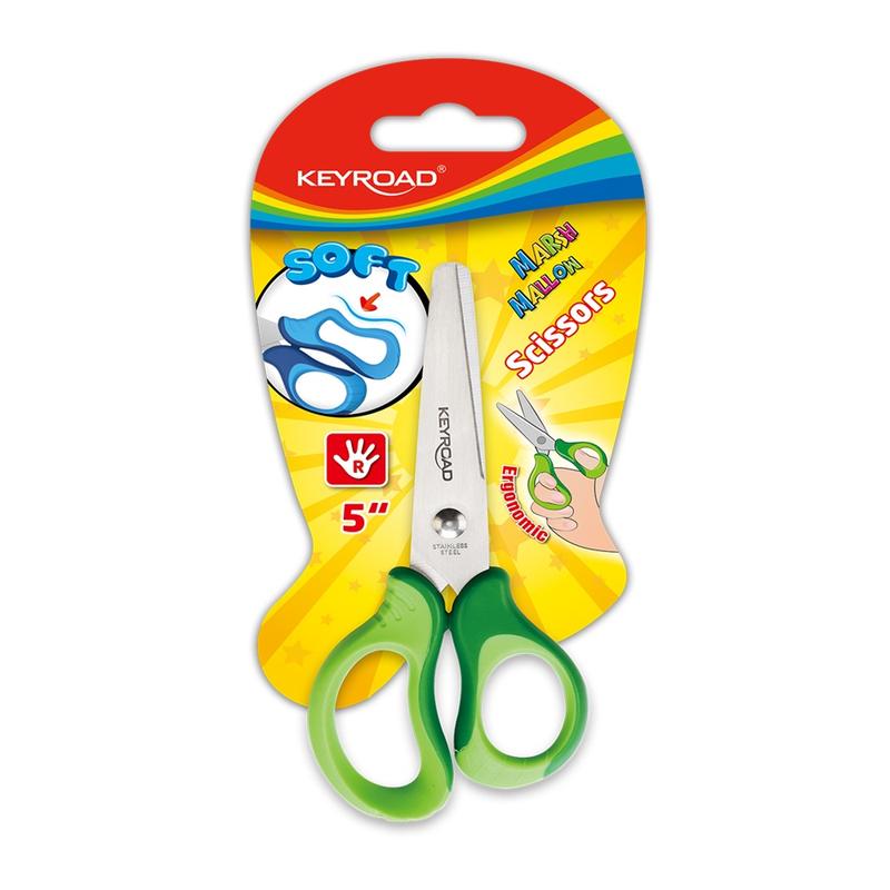 Olló 13cm tompa fejű Keyroad Soft Grip vegyes színek