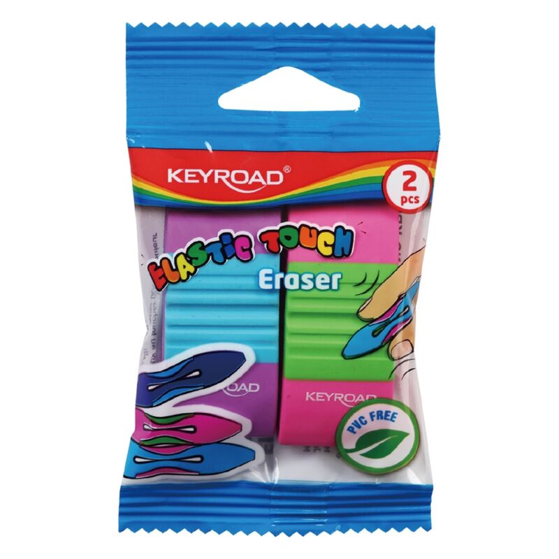 Radír, PVC mentes 2 db/bliszter Keyroad Elastic Touch vegyes színek