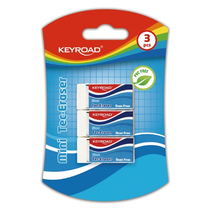 Radír, PVC mentes 3 db/bliszter Keyroad Tec Eraser