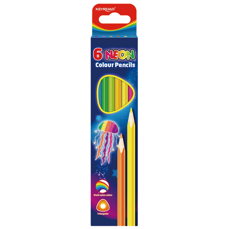 Színes ceruza készlet háromszögletű 6 db/bliszter Keyroad Neon neon színek