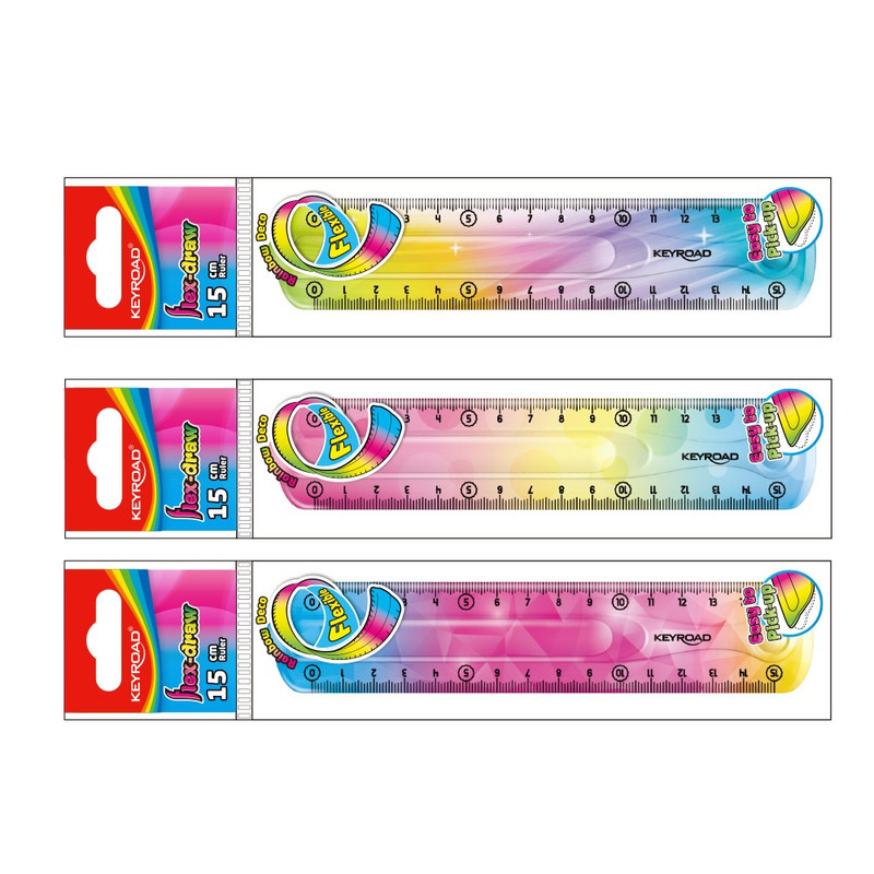 Vonalzó 15cm, flexibilis Keyroad Flex Draw színátmenetes