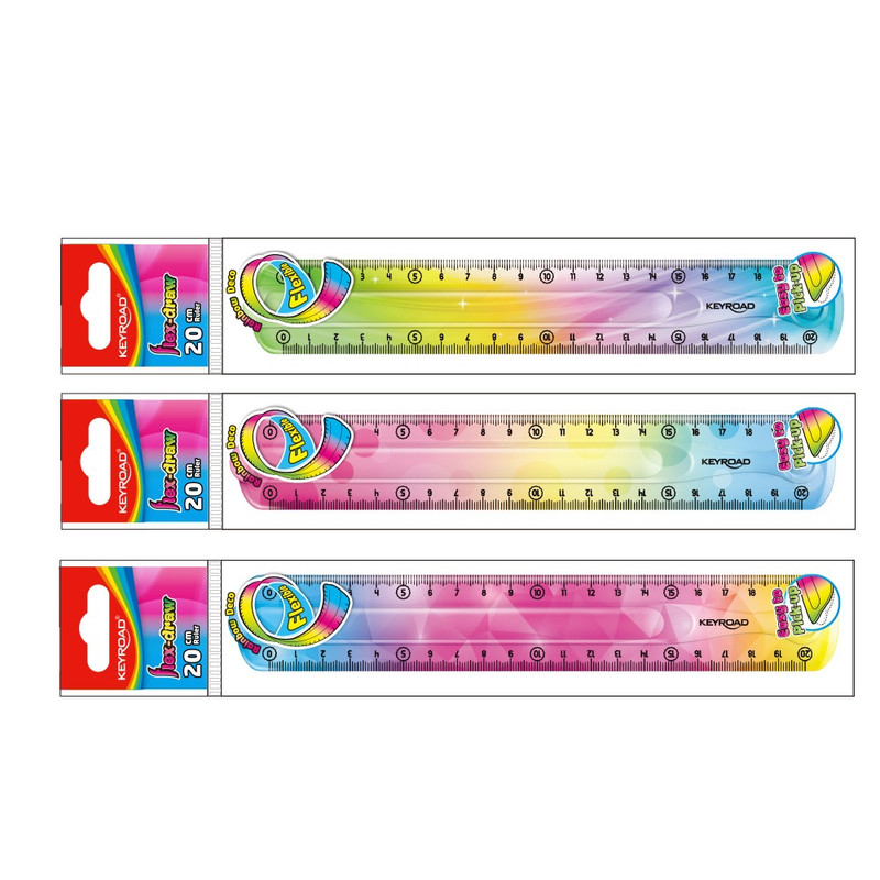 Vonalzó 20cm, flexibilis Keyroad Flex Draw színátmenetes