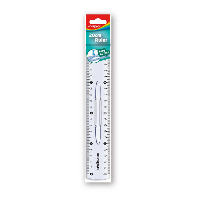 Vonalzó 20cm, kétoldalt skálázott, fogantyús Keyroad