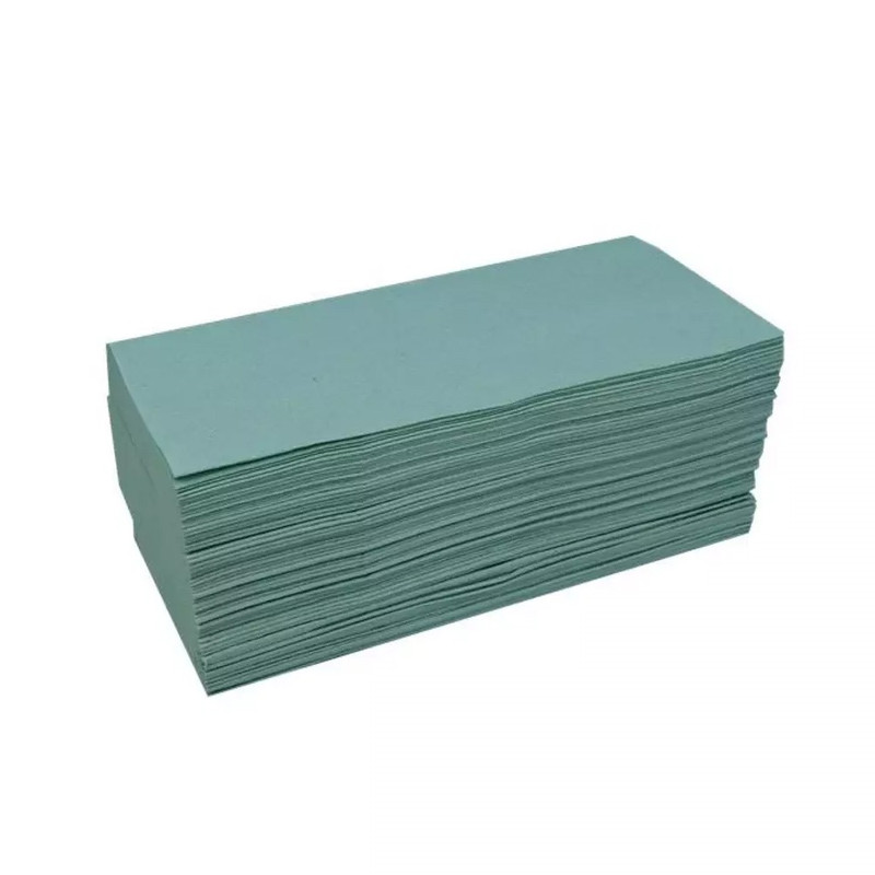 Kéztörlő 1 rétegű V hajtogatású 250 lap/csomag lapméret: 23x25cm 100% újrahasznosított Bluering® zöl