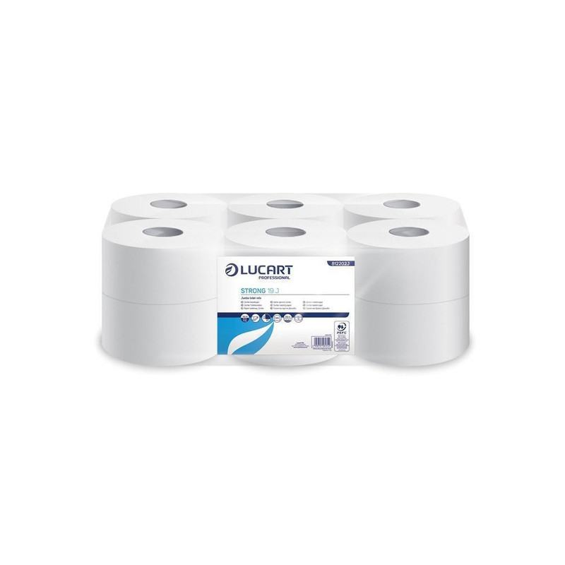 Toalettpapír 2 rétegű közületi átmérő 19 cm hófehér 100 % cellulóz 12 tekercs/karton Aquastream 150