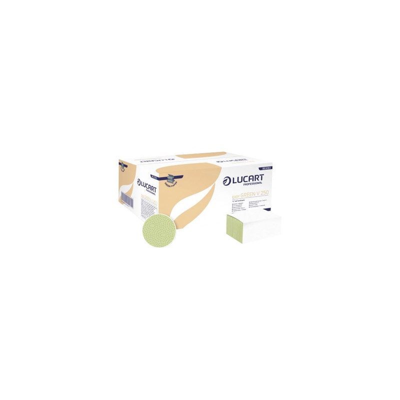 Kéztörlő 1 rétegű V hajtogatású zöld 250 lap/csomag 20 cs/karton Easy Green Lucart_863063P