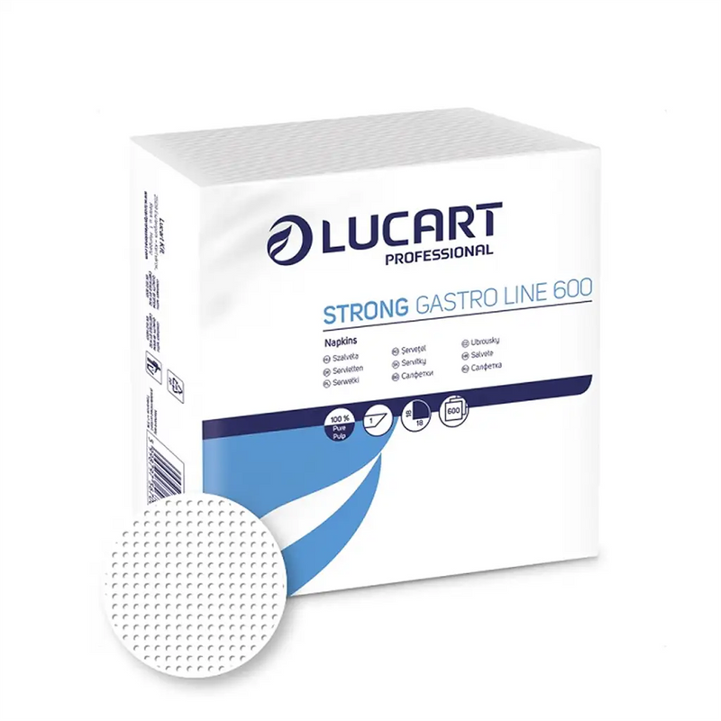 Szalvéta éttermi 1 rétegű 600 lapos 18x18 cm hófehér Strong Gastro Line Lucart_832334
