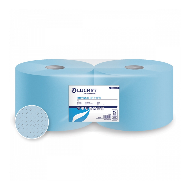 Kéztörlő 2 rétegű tekercses kék 2 tekercs/karton Strong Blue 2.1000 Lucart_851326J