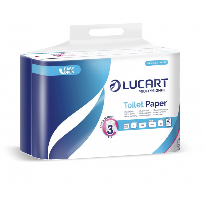 Toalettpapír 3 rétegű 140 lap/tekercs 100 % cellulóz hófehér 24 tekercs/csomag 3.24 Strong Lucart_81
