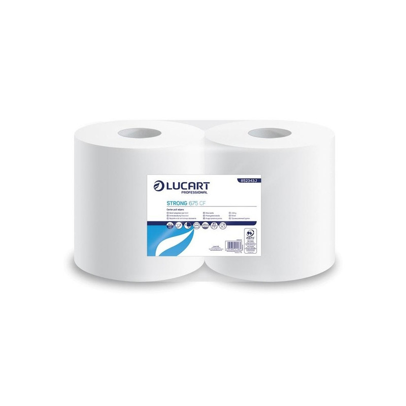 Kéztörlő 2 rétegű tekercses átmérő: 25 cm 100% cellulóz belső magos 2 tekercs/karton Strong Lucart 8