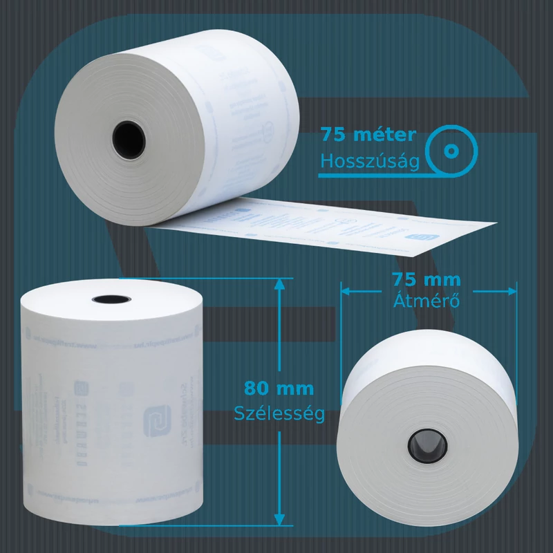80/80/12 55g/m2 75 méter BPA mentes hőpapír (pénztárgépszalag)