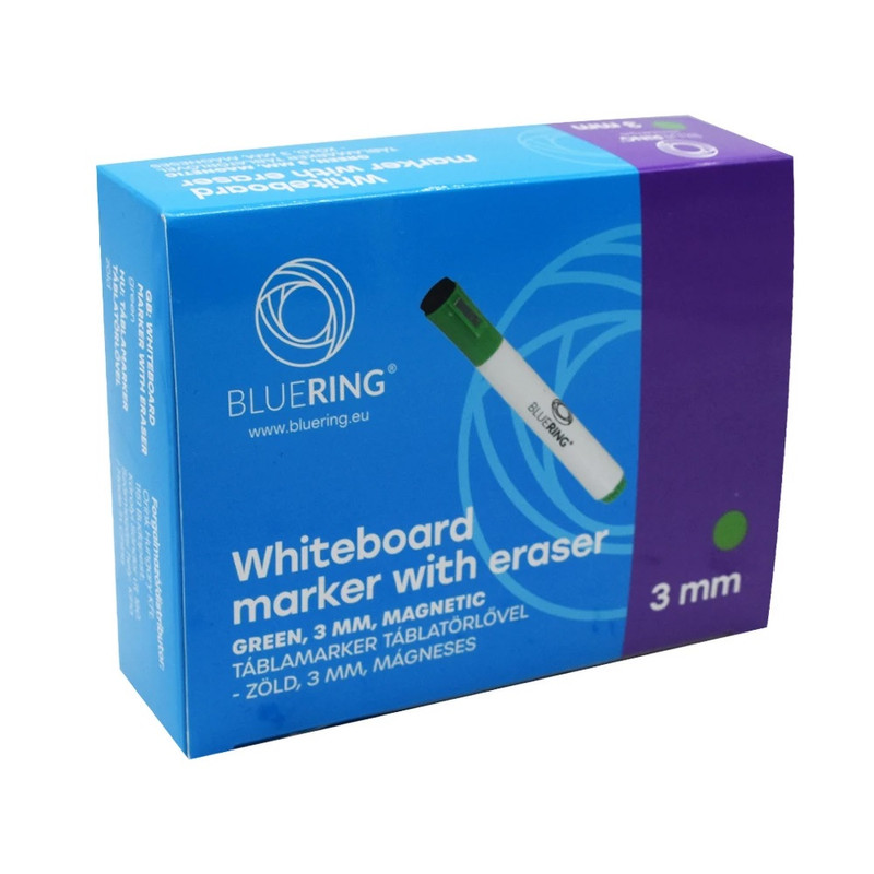 Táblamarker 3mm, mágneses, táblatörlővel multifunkciós Bluering® zöld Táblamarker 3mm, mágneses, táblatörlővel multifunkciós Bluering® zöld