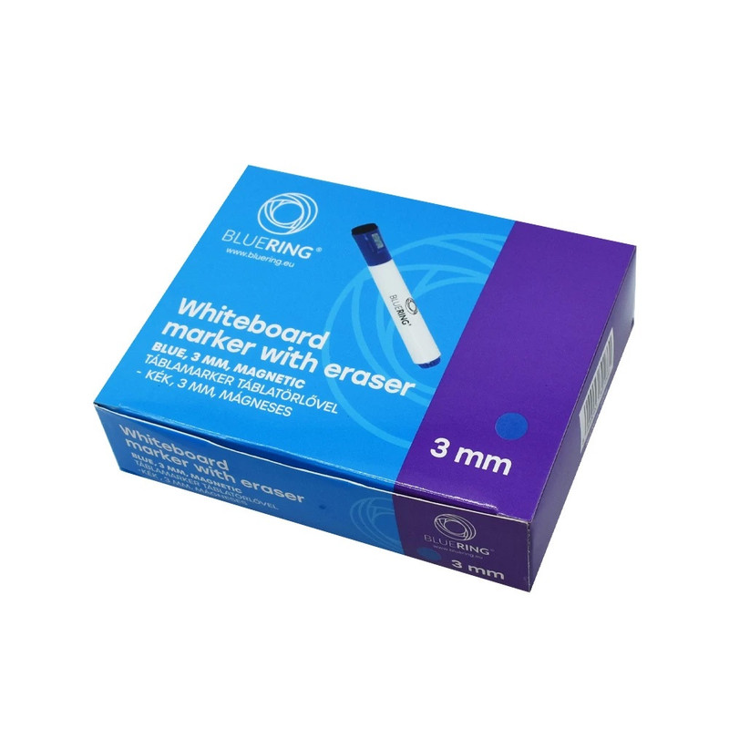 Táblamarker 3mm, mágneses, táblatörlővel multifunkciós Bluering® kék Táblamarker 3mm, mágneses, táblatörlővel multifunkciós Bluering® kék