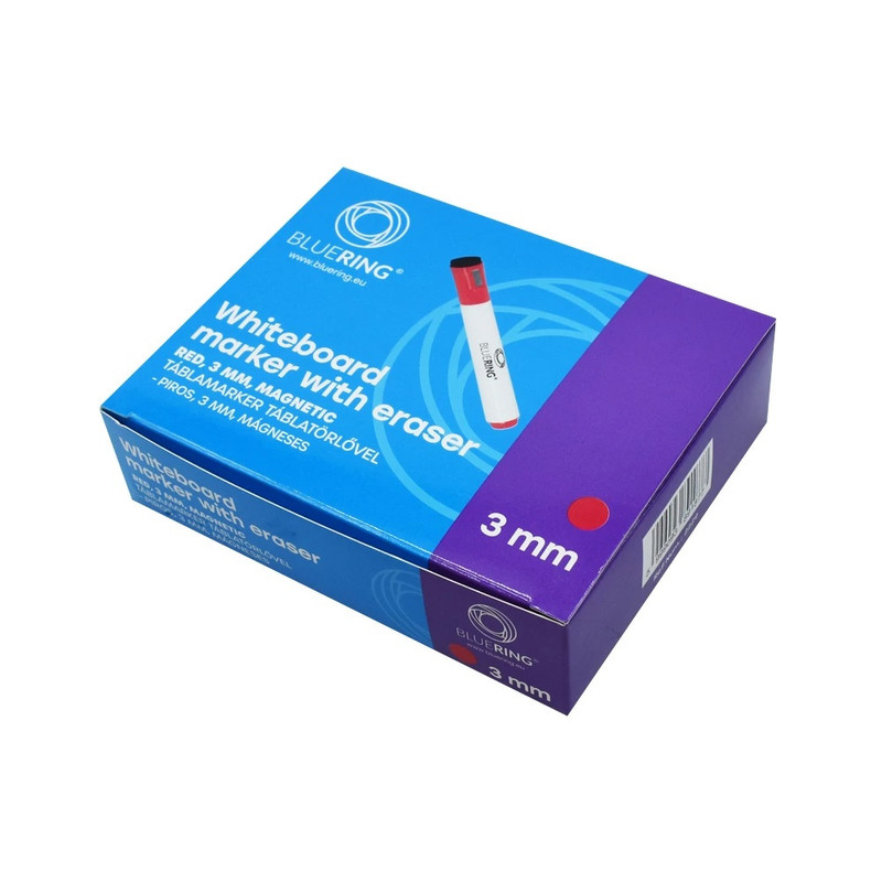 Táblamarker 3mm, mágneses, táblatörlővel multifunkciós Bluering® piros Táblamarker 3mm, mágneses, táblatörlővel multifunkciós Bluering® piros