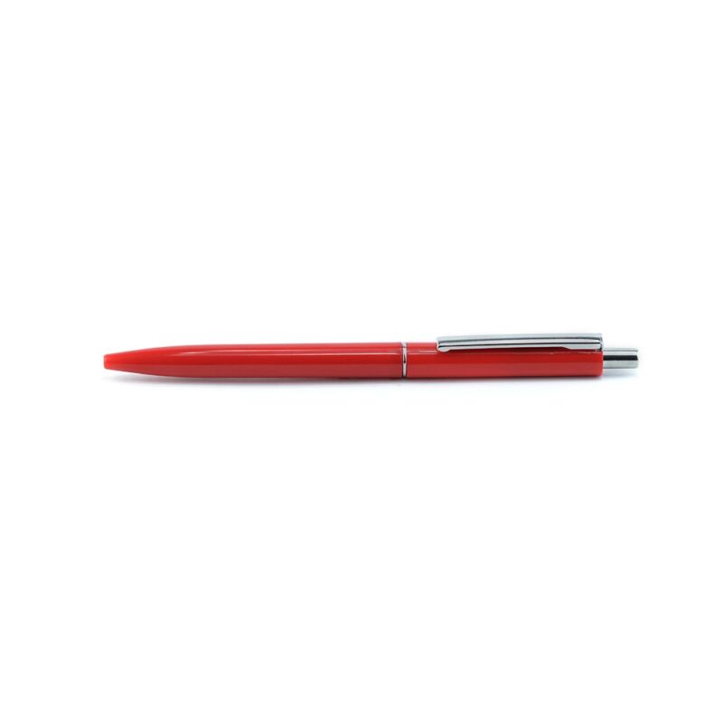 Golyóstoll 0,8mm, nyomógombos műanyag piros test, Bluering® Z3, írásszín piros