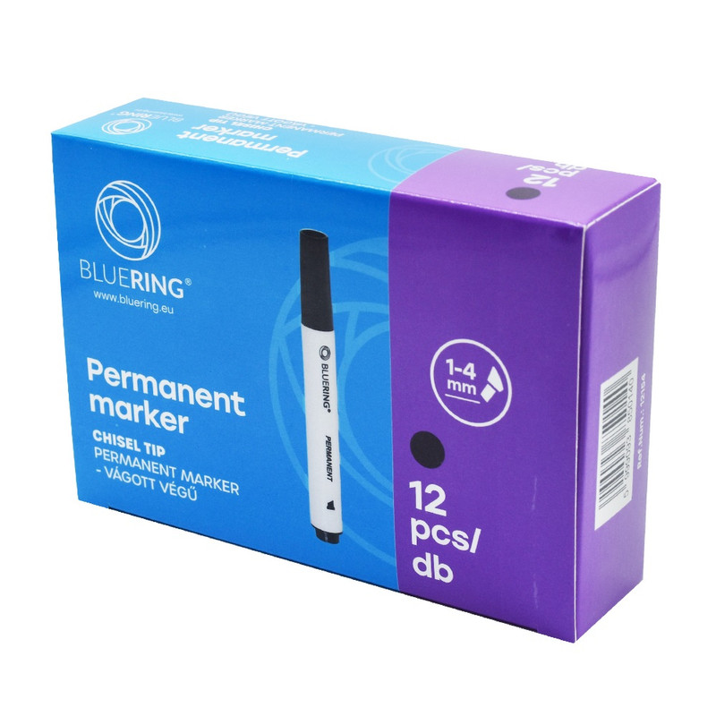 Alkoholos marker 1-4mm, vágott végű Bluering® fekete