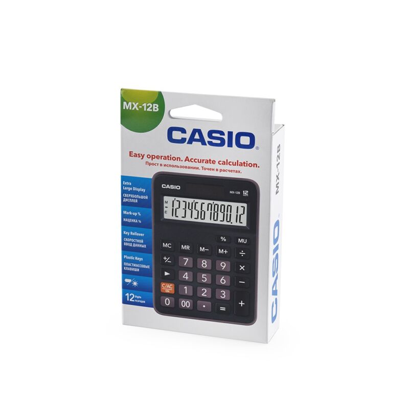 Számológép asztali 12 digit Casio MX12B döntött kijelző