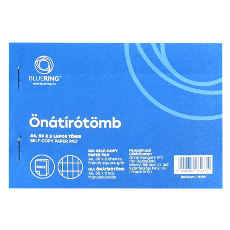Önátírótömb A6, 50x2lap, franciakockás Bluering®