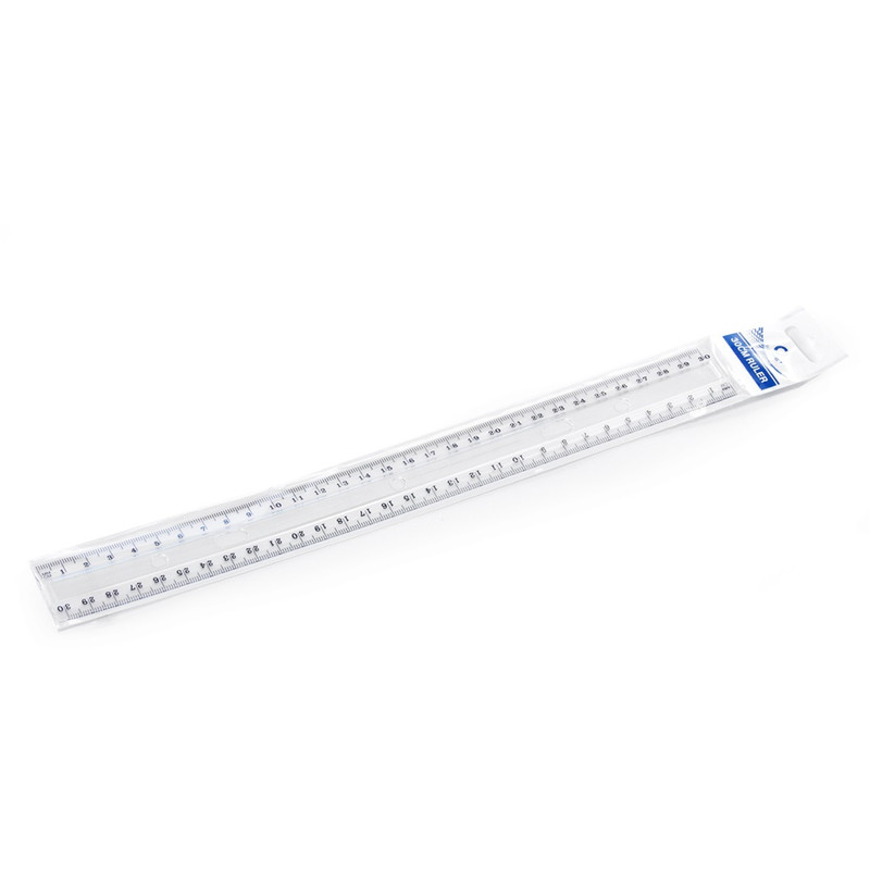 Vonalzó 30cm, kemény műanyag Bluering®