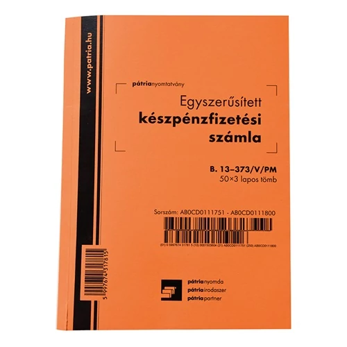 Készpénzfizetési számla B.13-373/A/V 50x3 lap álló