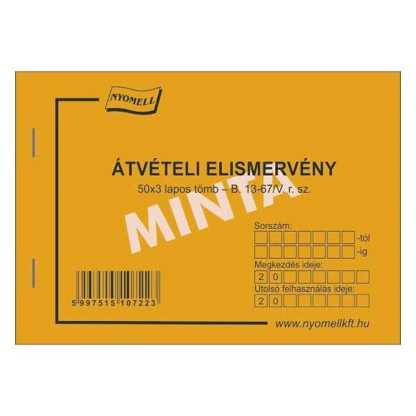 Átvételi elismervény 50x3lap B.13-67/A/V