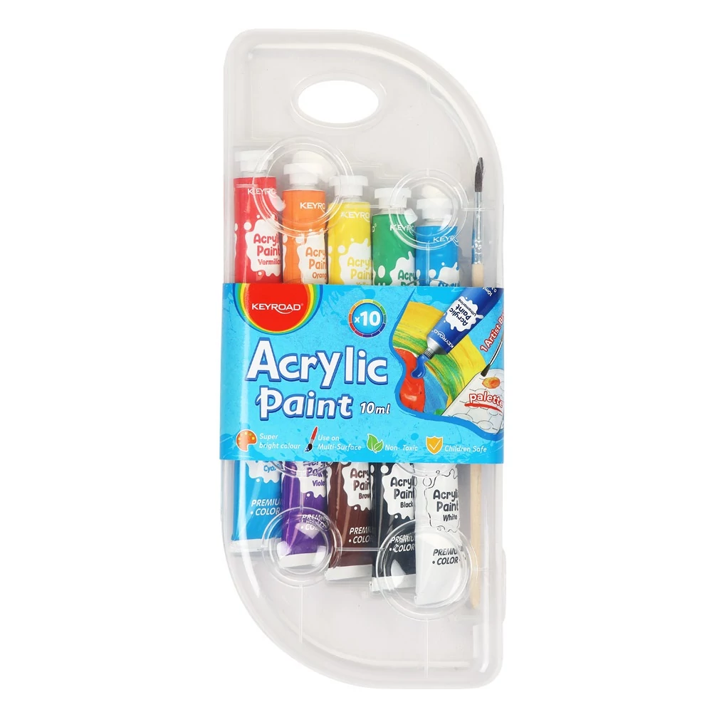 Akrilfesték készlet 10ml. 10 db/bliszter Keyroad vegyes színek