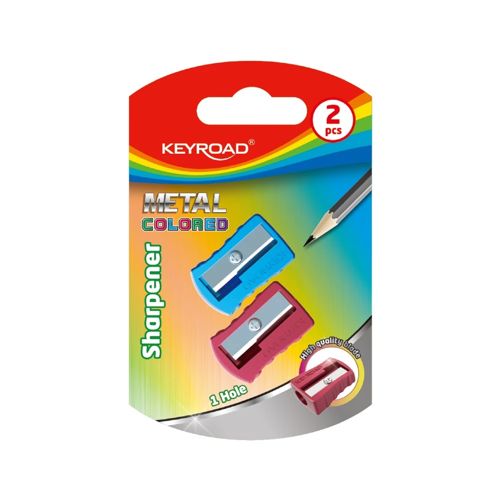 Hegyező 1 lyukú fém 2 db/bliszter Keyroad MetalColourful vegyes színek