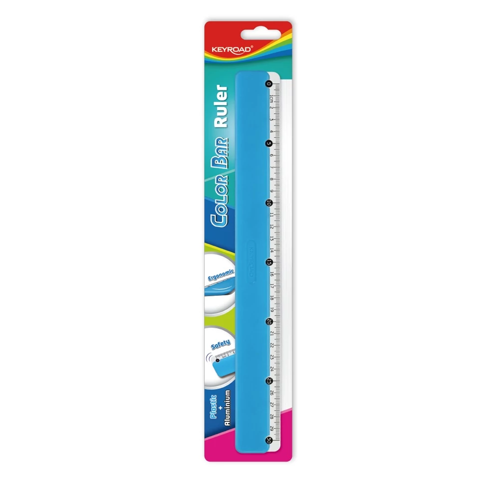 Vonalzó 30cm, fém skálával Keyroad Colour Bar vegyes színek