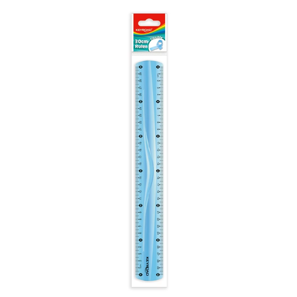 Vonalzó 30cm, flexibilis Keyroad vegyes színek