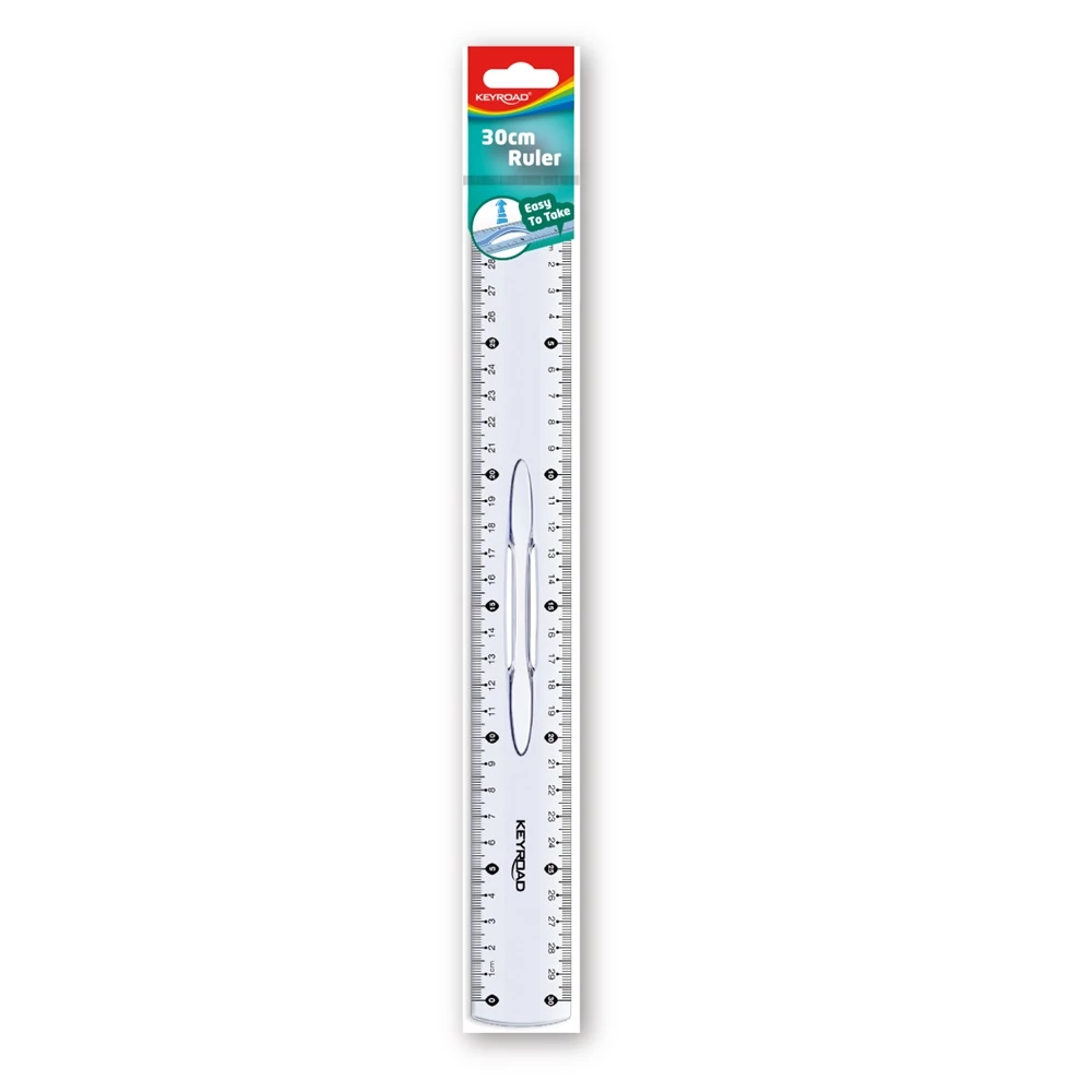 Vonalzó 30cm, kétoldalt skálázott, fogantyús Keyroad