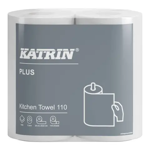 Konyhai kéztörlő Katrin 2 réteg, szuper fehér, 24 méter, 2 tekercs/csomag