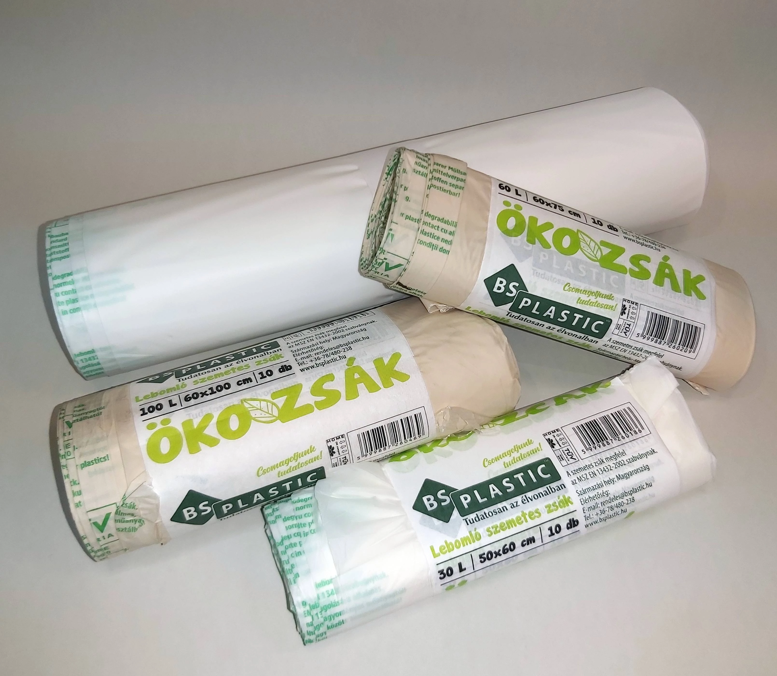Szemetes zsák lebomló bio 60 literes 60x75cm 10 zsák/roll